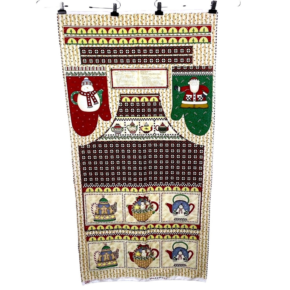 Vtg Debbie Mumm Mumms the Word Christmas Fabric Panel DIY Apron Oven Mitts Santa